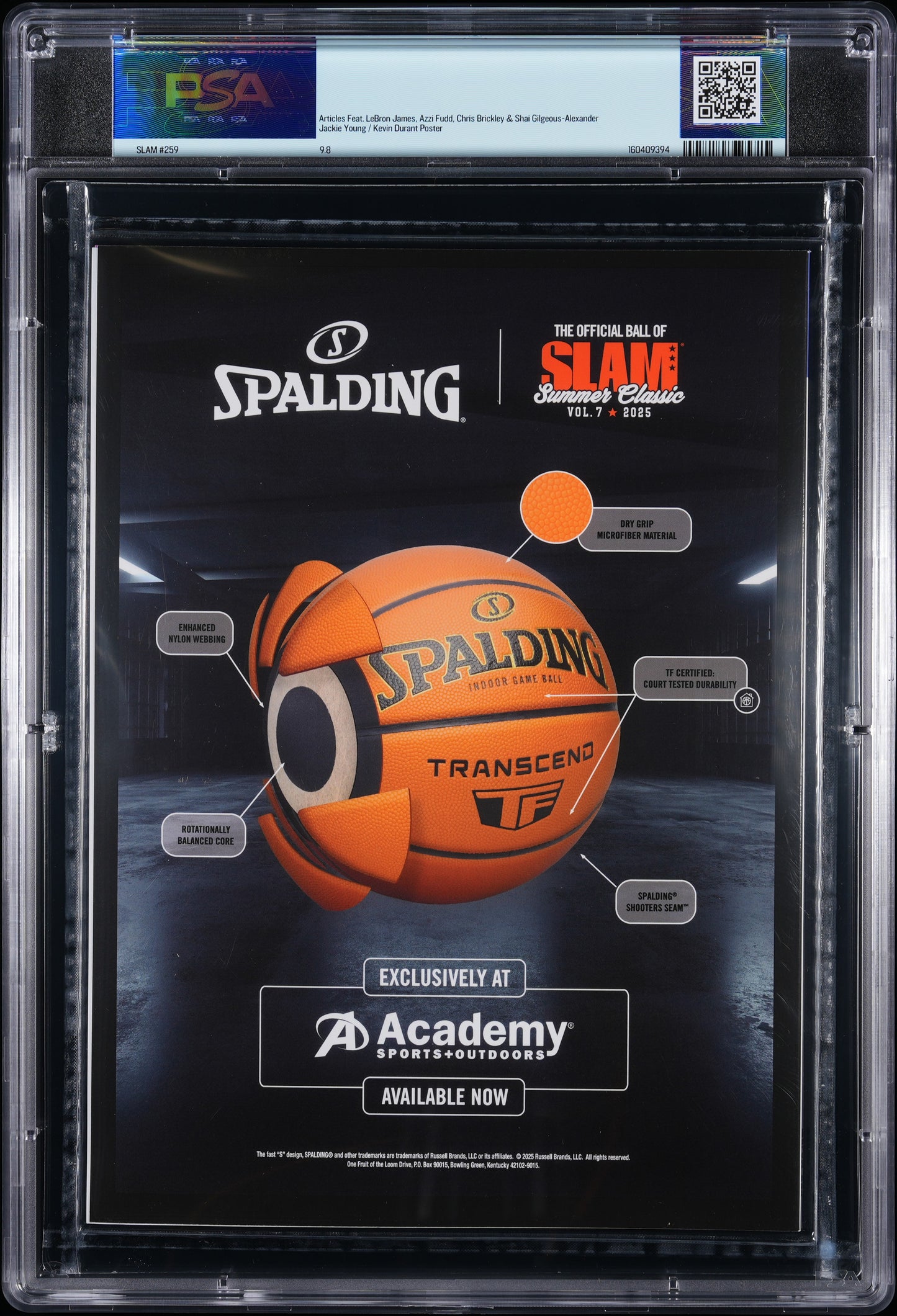 AJ Dybantsa BYU Slam #259 Gold Metal Edition Graded Magazine #15/94 PSA 9.8