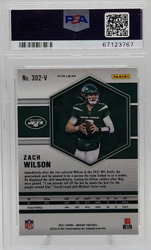 Zach Wilson Jets 2021 Mosaic Silver Variation Rookie Card #302V PSA 10 Gem Mint