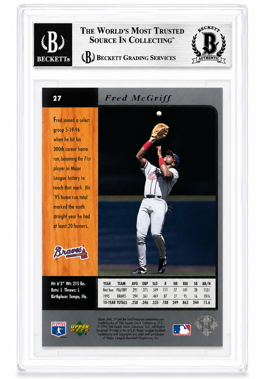 Fred McGriff Signed Atlanta Braves 1996 UD SP Card Beckett Authentic BAS