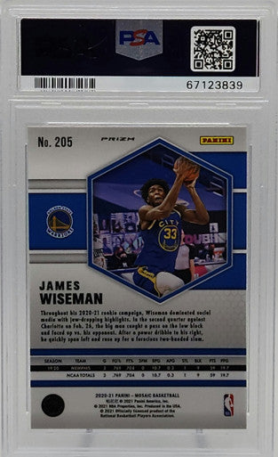 James Wiseman Warriors 2020 Mosaic Green Prizm Rookie Card #205 PSA 10 Gem Mint