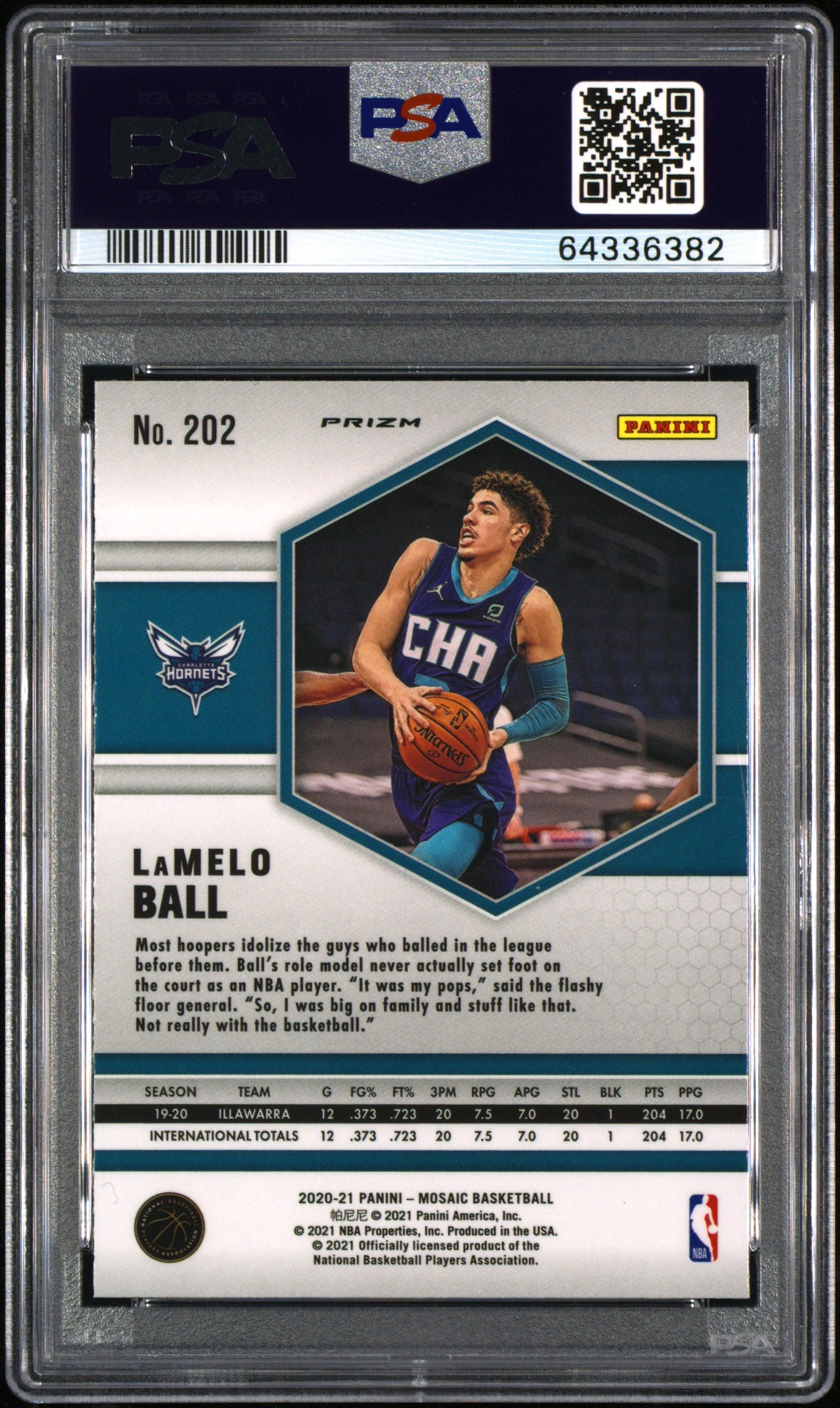 LaMelo Ball 2020 Mosaic Reactive Yellow Prizm Rookie Card #202 PSA 10 Gem Mint