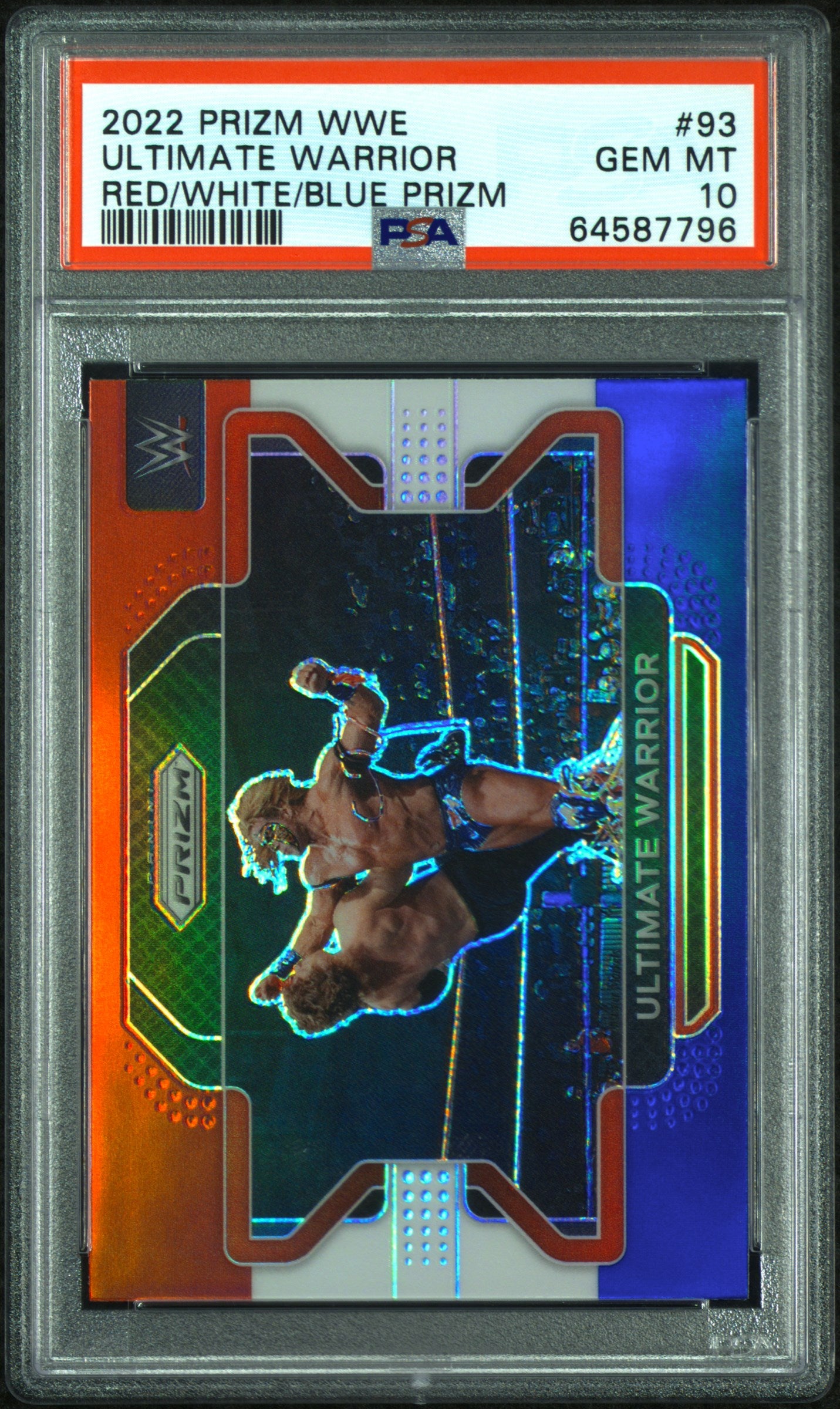 Ultimate Warrior 2022 Panini Prizm WWE Red White Blue Card HOF PSA 10 Gem Mint