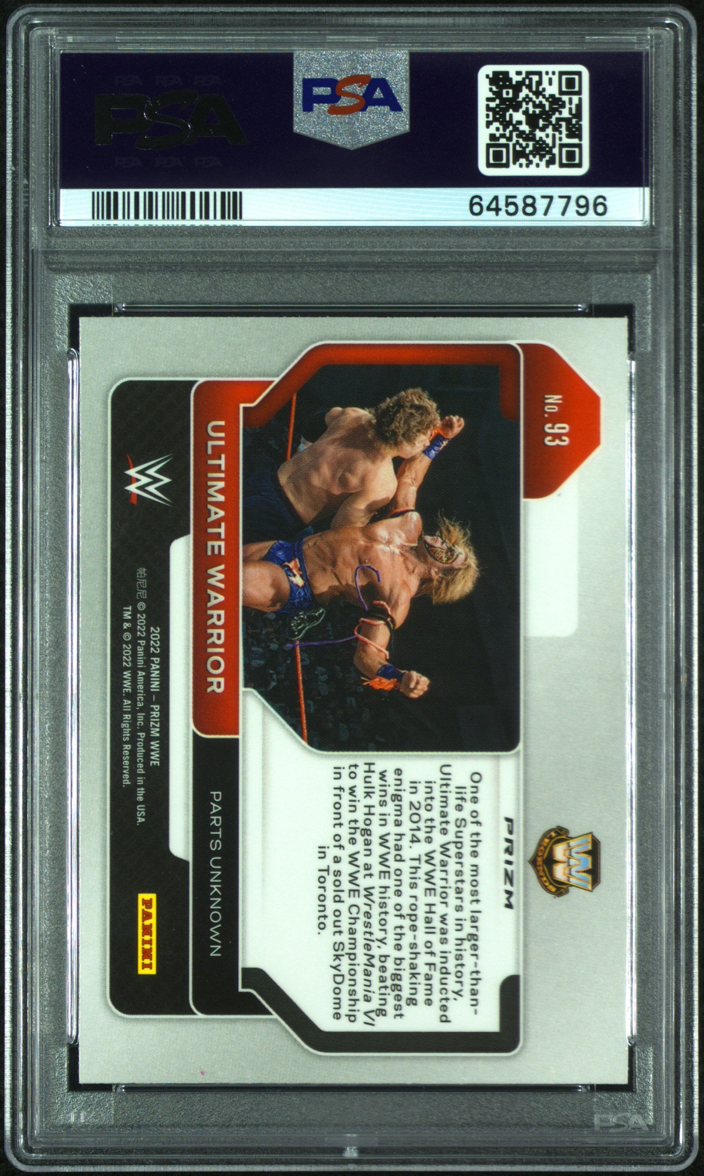 Ultimate Warrior 2022 Panini Prizm WWE Red White Blue Card HOF PSA 10 Gem Mint