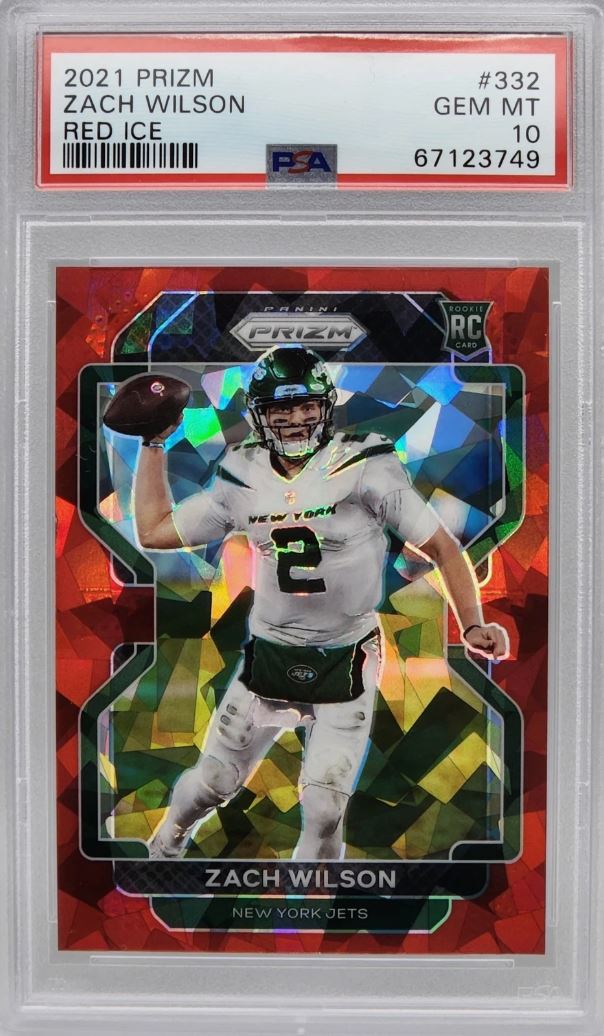 Zach Wilson Jets 2021 Panini Prizm Red Ice Prizm Rookie Card #332 PSA 10 Gem Mint
