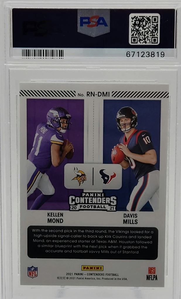Davis Mills Kellen Mond 2021 Panini Contenders Round Numbers Rookie Card PSA 10