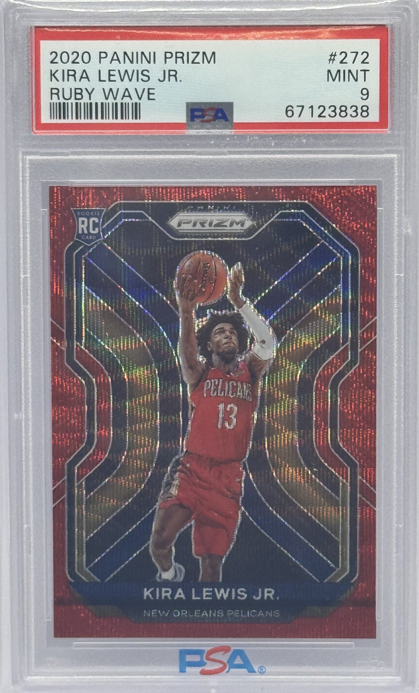 Kira Lewis Jr. Pelicans 2020 Panini Prizm Ruby Wave Rookie Card #272 PSA 9 Mint