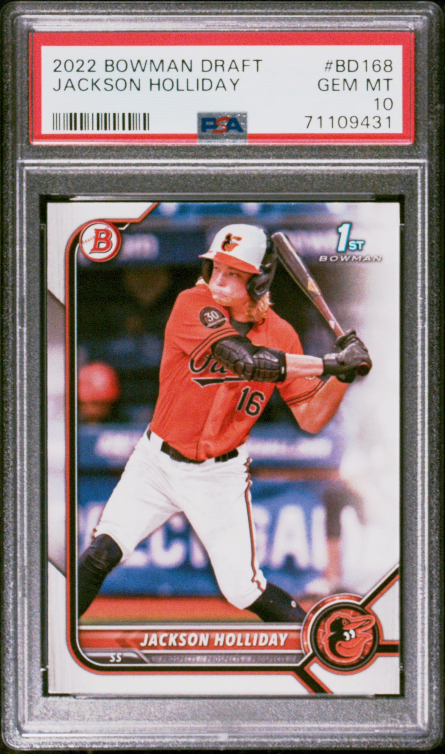 Jackson Holliday Orioles 2022 Bowman Draft Rookie Card BD-168 PSA 10 Gem Mint