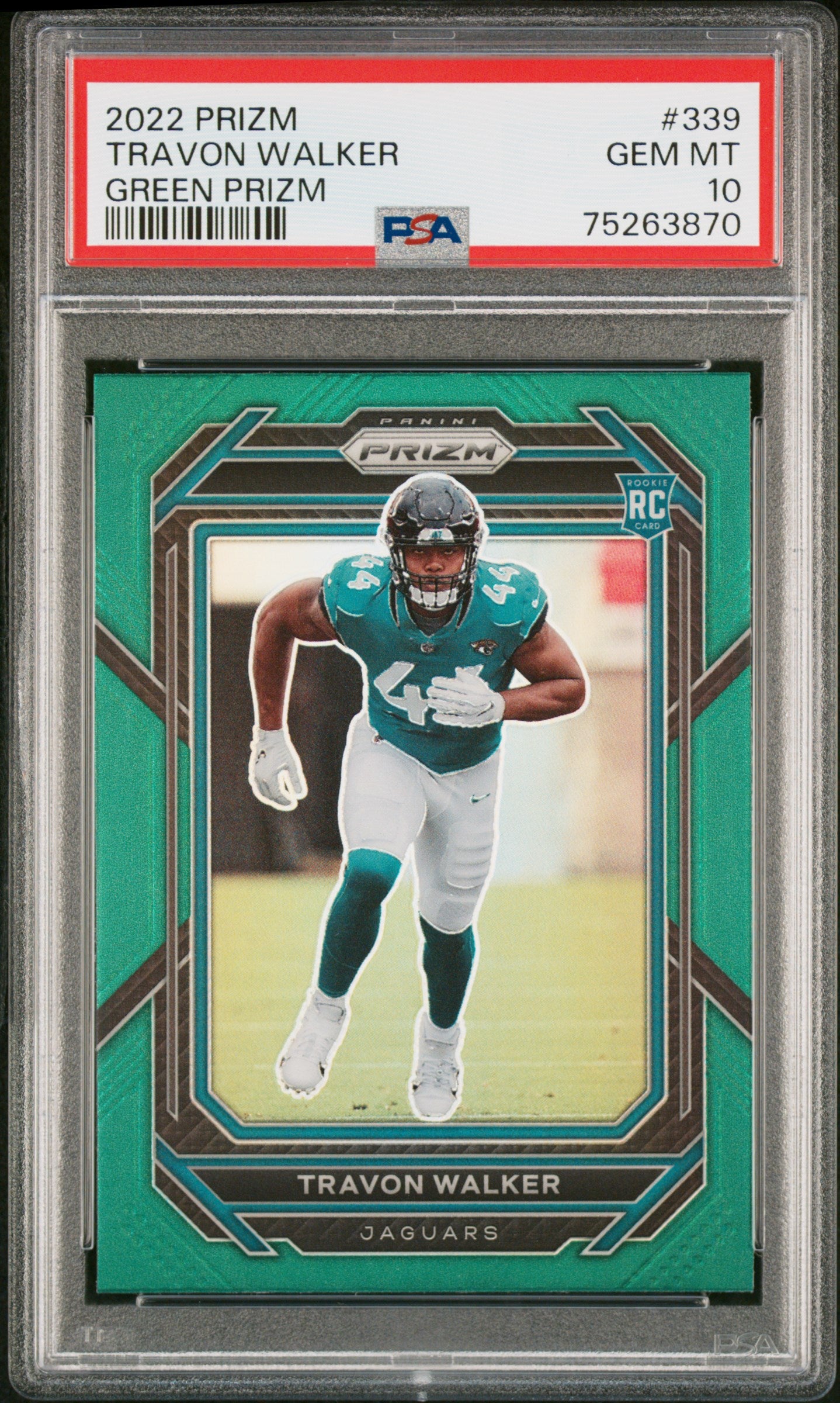 Travon Walker Jaguars 2022 Prizm Green Prizm Rookie Card #339 PSA10 Gem Mint