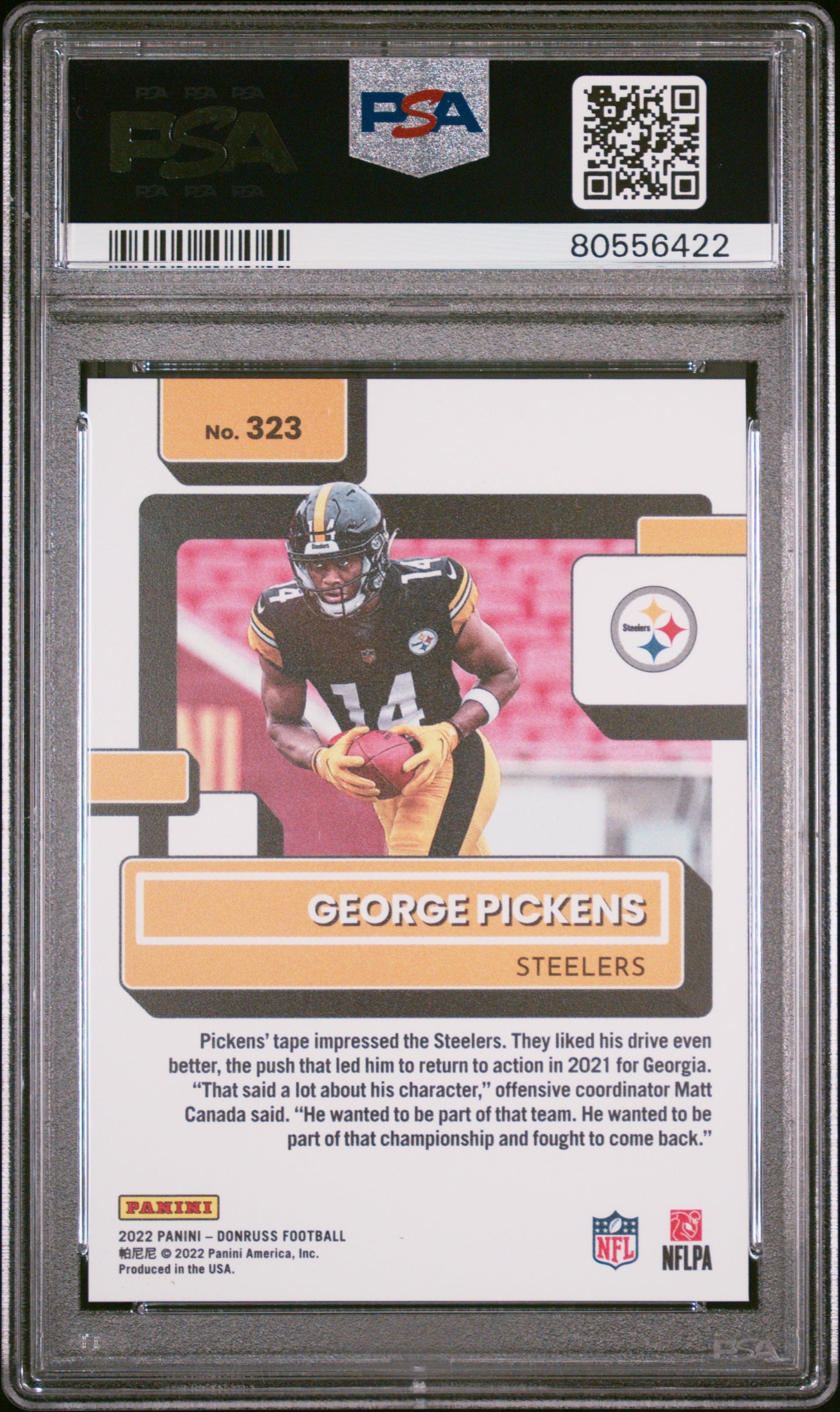 George Pickens 2022 Donruss Press Proof Premium Rookie Card #323 PSA 9 Mint