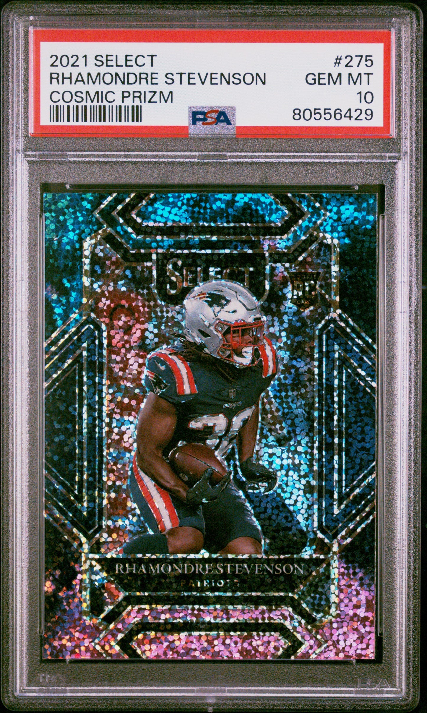 Rhamondre Stevenson 2021 Panini Select Club Level Cosmic Rookie Card #275 PSA 10