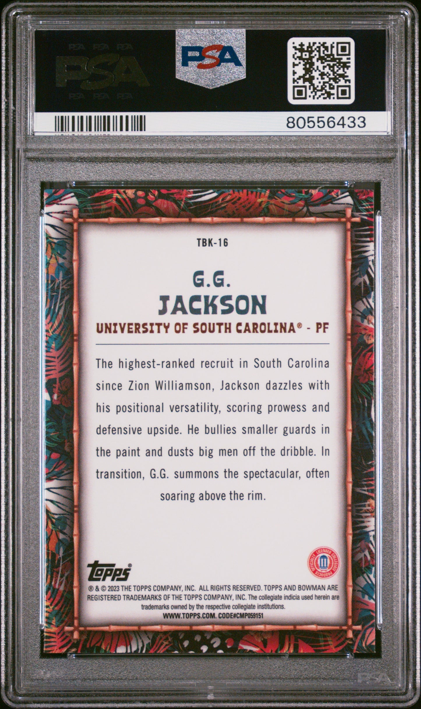GG Jackson South Carolina 2022 Bowman U The Big Kahuna Card PSA 10 Gem Mint