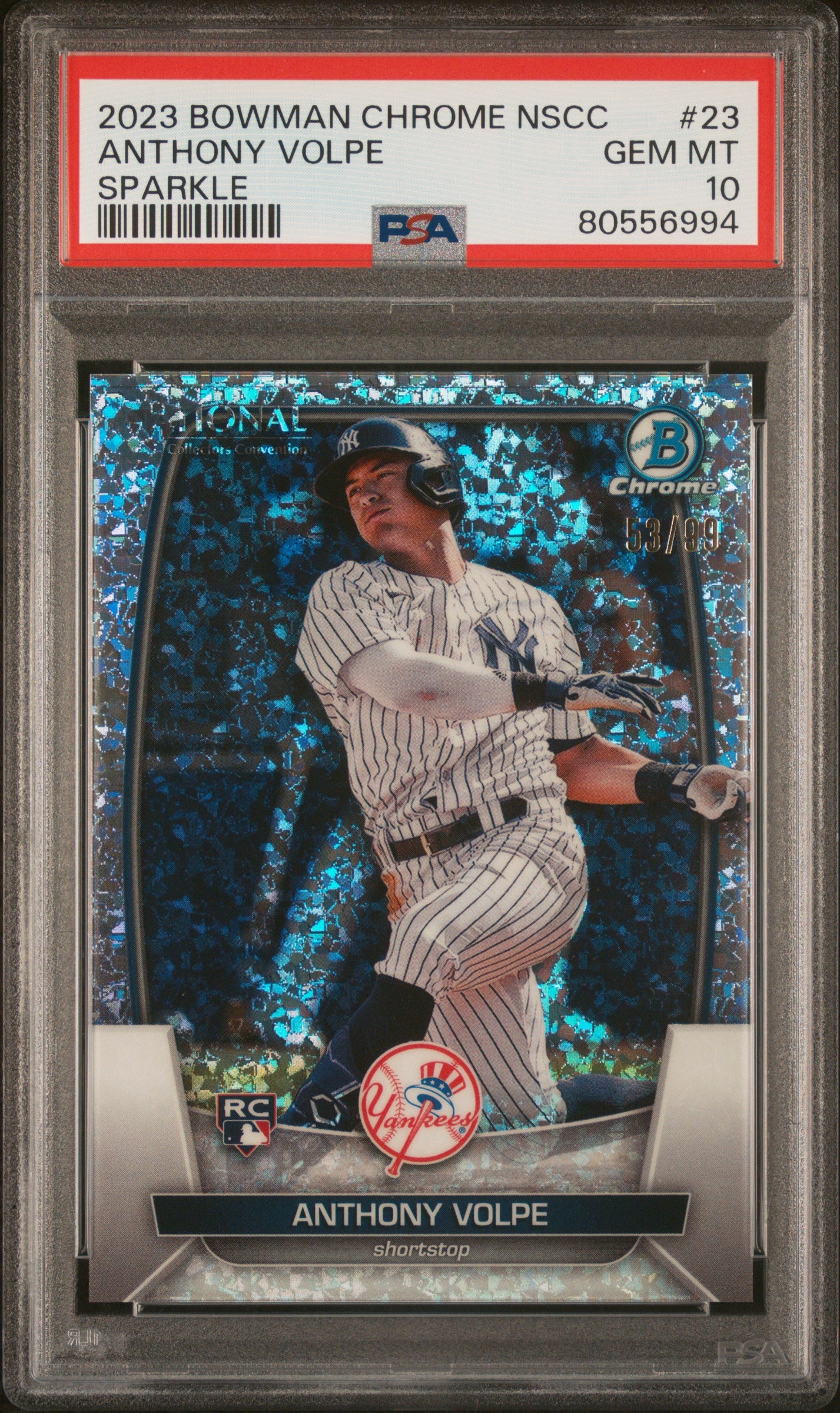 Anthony Volpe 2023 Bowman Chrome National NSCC Sparkle Rookie Card /99 PSA 10