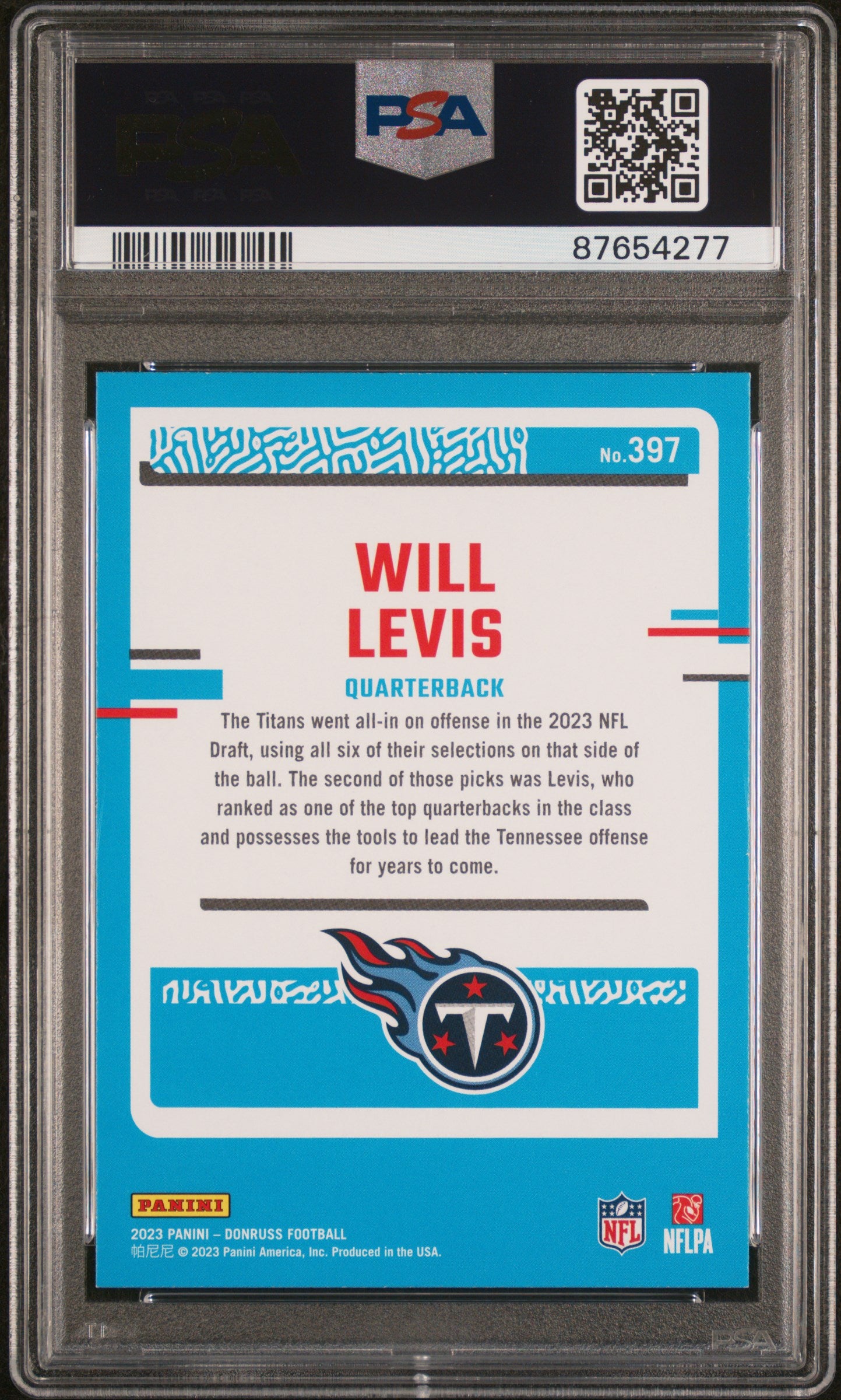 Will Levis Titans 2023 Panini Donruss Rated Rookie Card #397 PSA 9 Mint