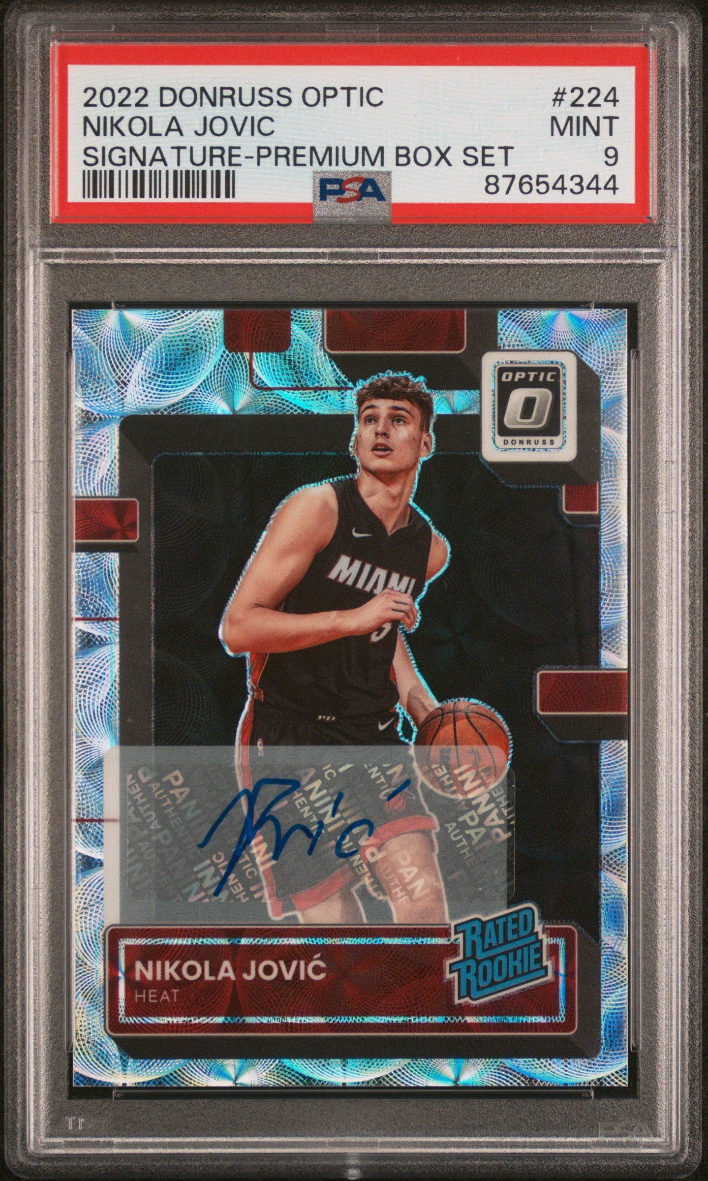 Nikola Jovic 2022 Donruss Optic Signature Premium Rookie Card /10 PSA 9 Mint