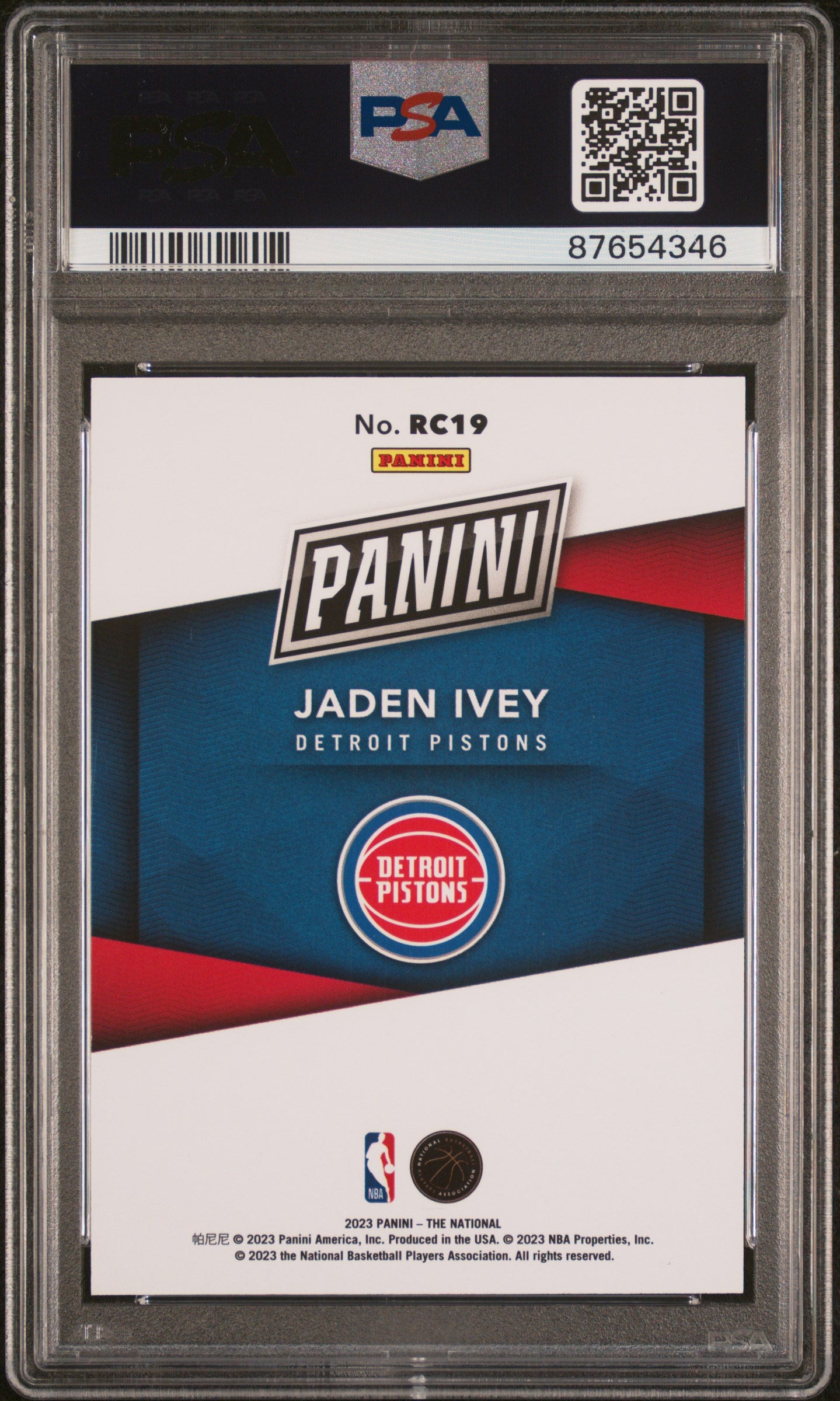 Jaden Ivey Pistons 2023 Panini National Silver Pack Rookie Card /499 PSA 10