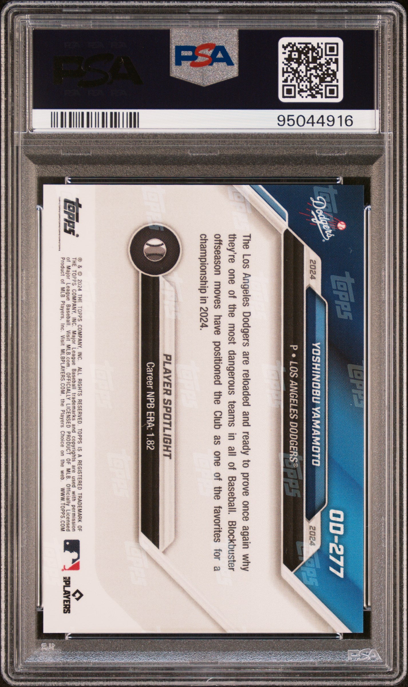 Yoshinobu Yamamoto 2024 Topps Now Road to Opening Day Rookie Card #OD-277 PSA 9