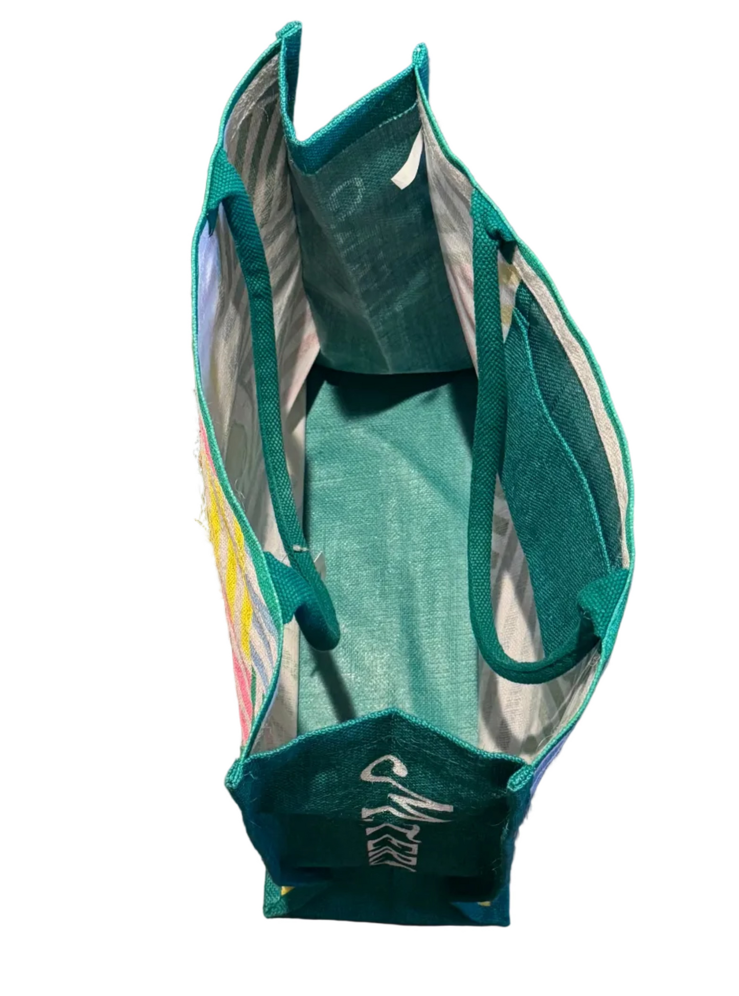 Masters Golf Tournament Multi-Colored Large Jute Tote Burlap Beach Bag