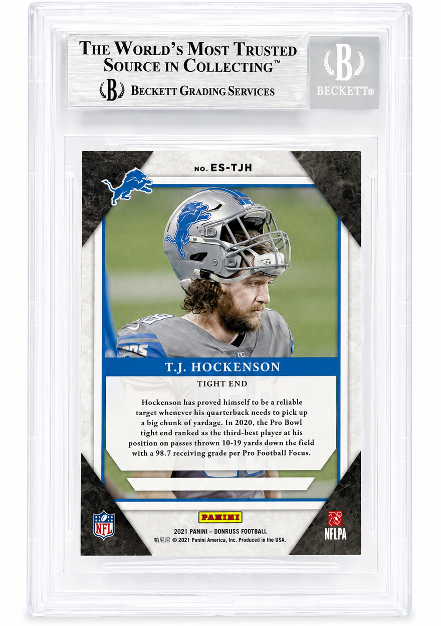 T.J. Hockenson Signed Lions 2021 Donruss Elite Series Card Beckett Authentic BAS