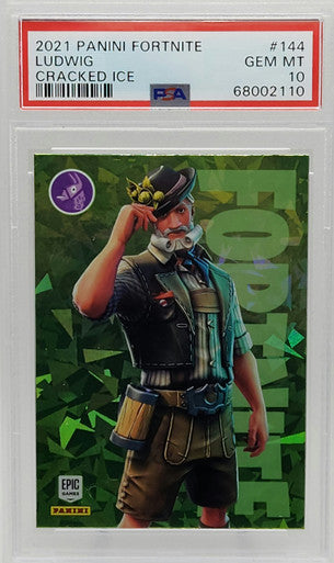 Ludwig Cracked Ice 2021 Panini Fortnite Epic Games Trading Card #144 PSA 10