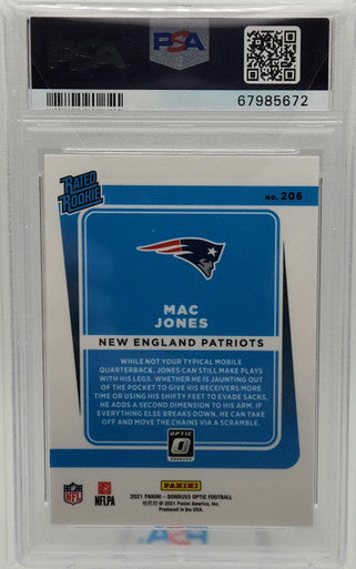 Mac Jones New England Patriots 2021 Donruss Optic Rookie Card #206 PSA 9 Mint