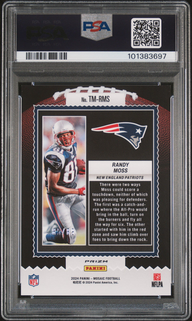 Randy Moss 2024 Mosaic Touchdown Masters Reactive Yellow Card #85/89 PSA 10