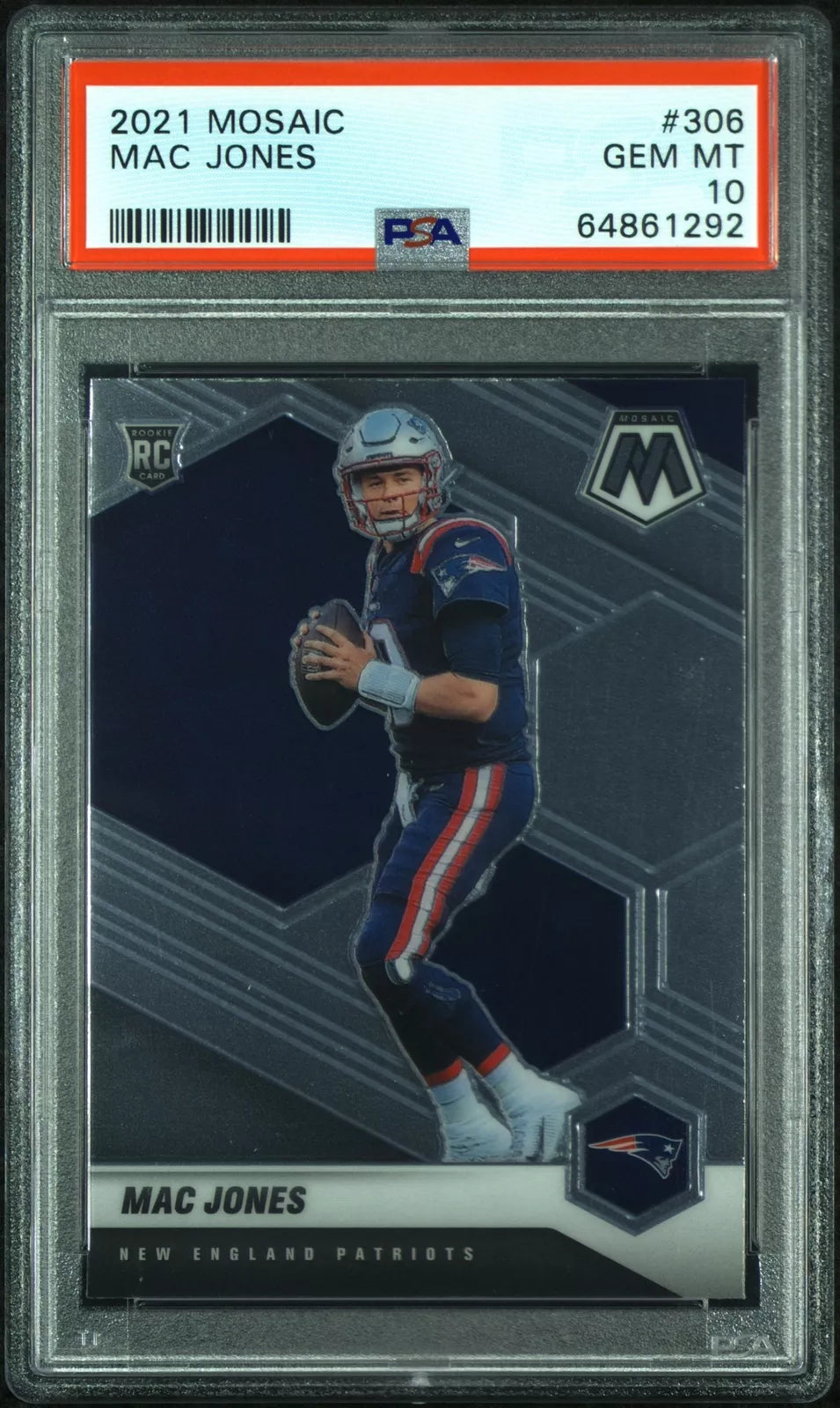 Mac Jones Patriots 2021 Panini Mosaic Rookie Card #306 PSA 10 Gem Mint