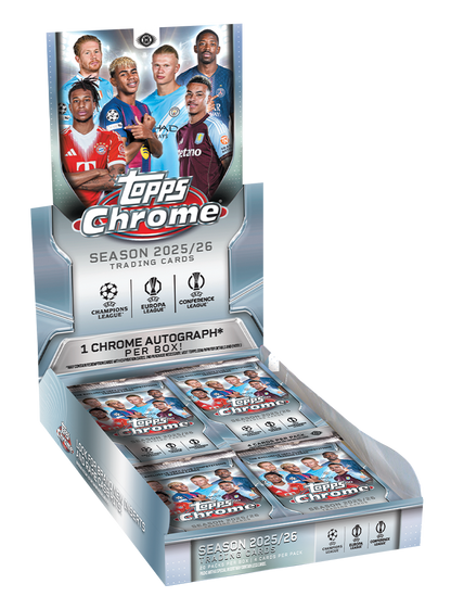2025-26 Topps Chrome Soccer UEFA Club Competitions Trading Card Hobby Box