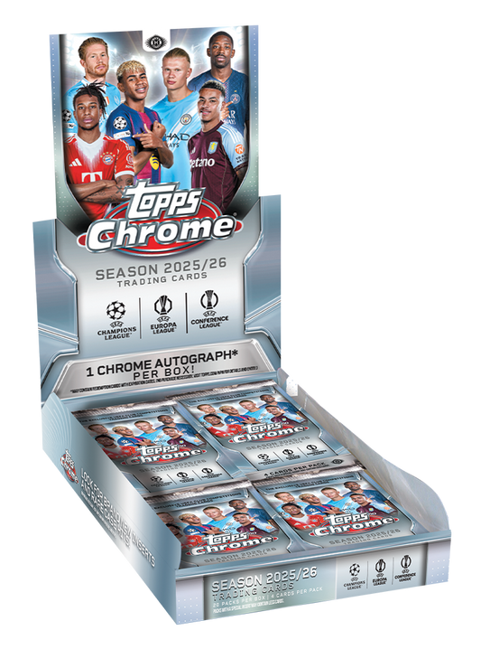 2025-26 Topps Chrome Soccer UEFA Club Competitions Trading Card Hobby Box