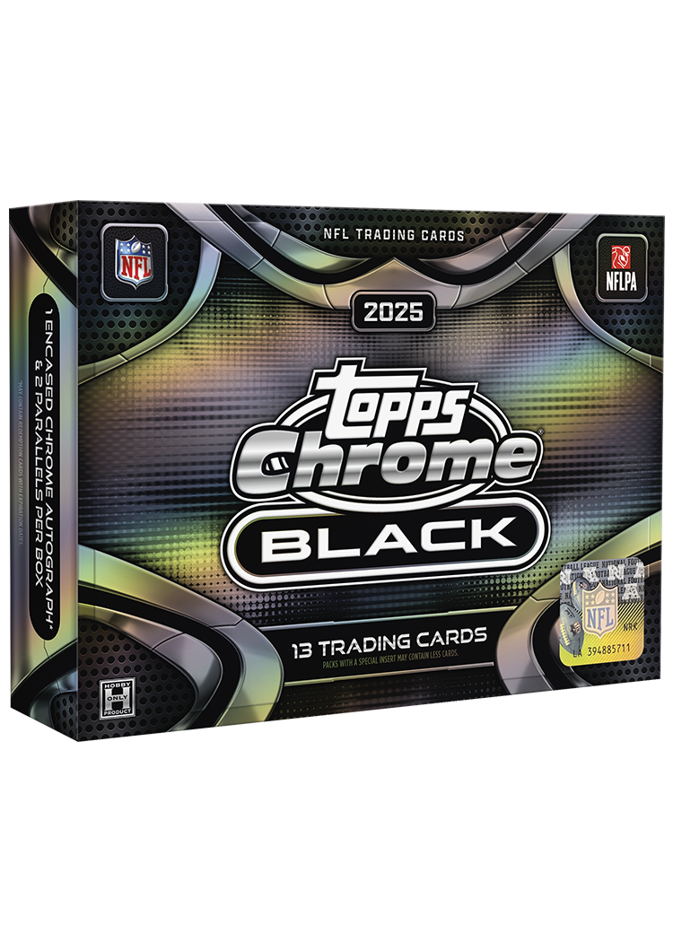 2025 Topps Chrome Black Football Trading Cards Factory Sealed Hobby Box