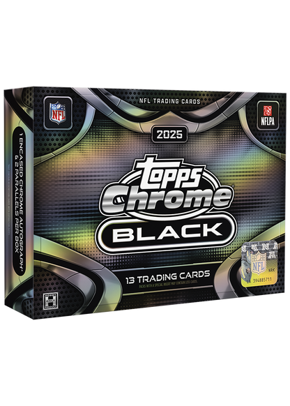 2025 Topps Chrome Black Football Trading Cards Factory Sealed Hobby Box