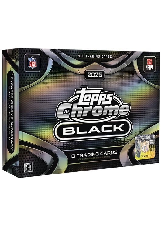 2025 Topps Chrome Black Football Trading Cards Factory Sealed Hobby Box