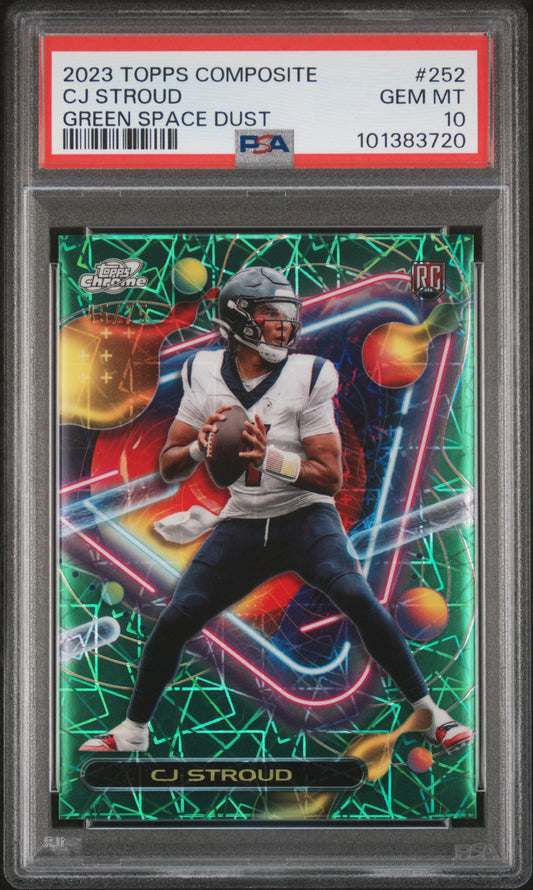 CJ Stroud 2023 Topps Composite Cosmic Green Space Dust Rookie Card /75 PSA 10
