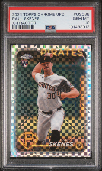 Paul Skenes Pirates 2024 Topps Chrome Update Rookie X-Fractor Card #USC88 PSA 10