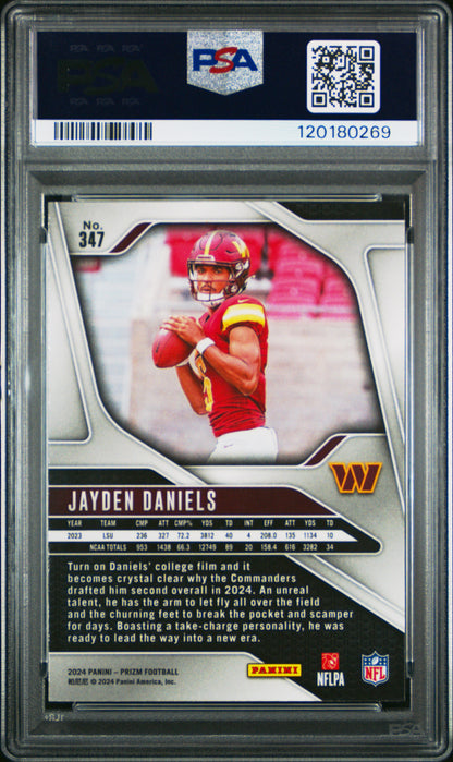 Jayden Daniels Commanders 2024 Panini Prizm Rookie Card #347 PSA 10 Gem Mint