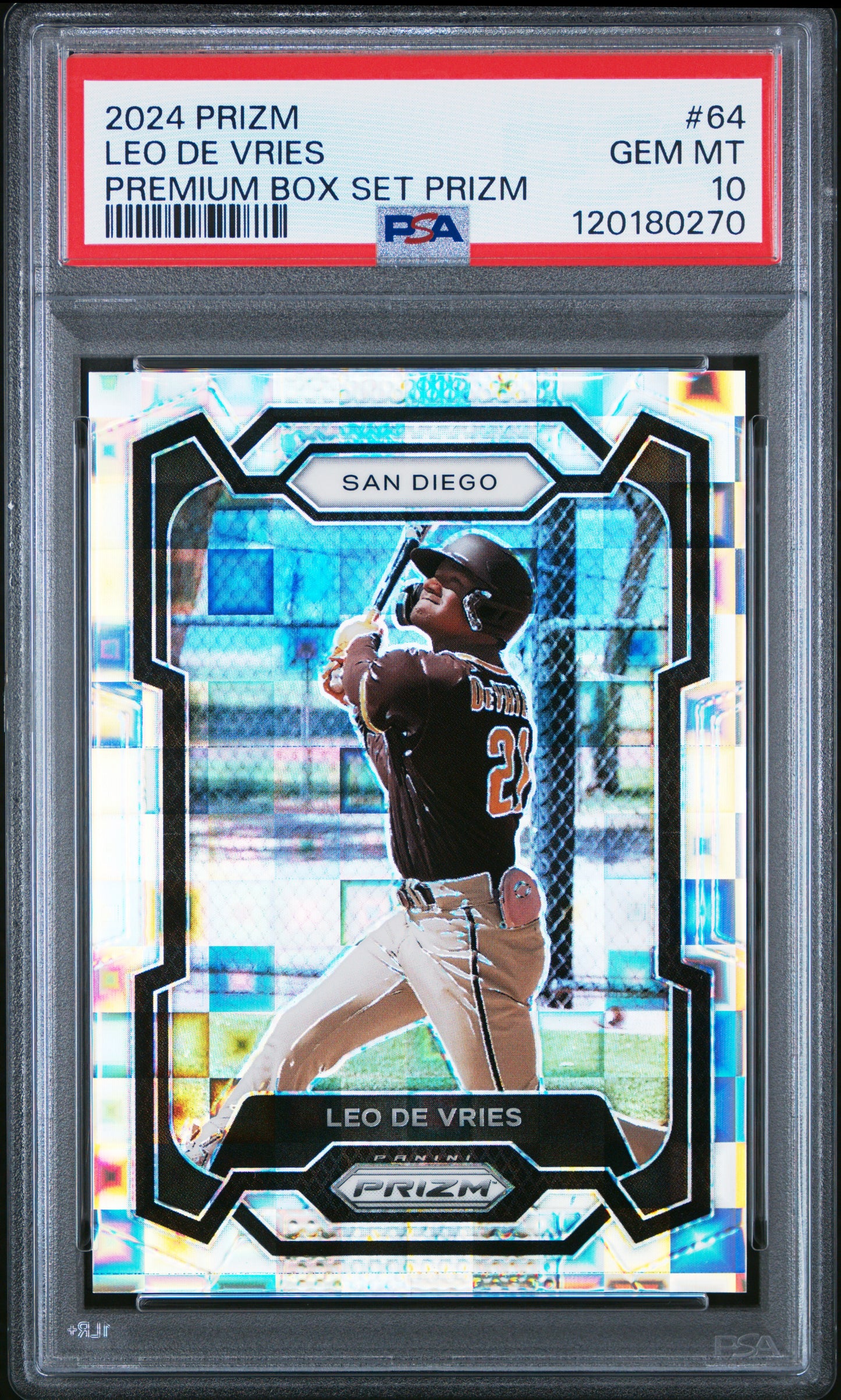 Leo De Vries 2024 Panini Prizm Premium Prospect Card /199 PSA 10 Gem Mint