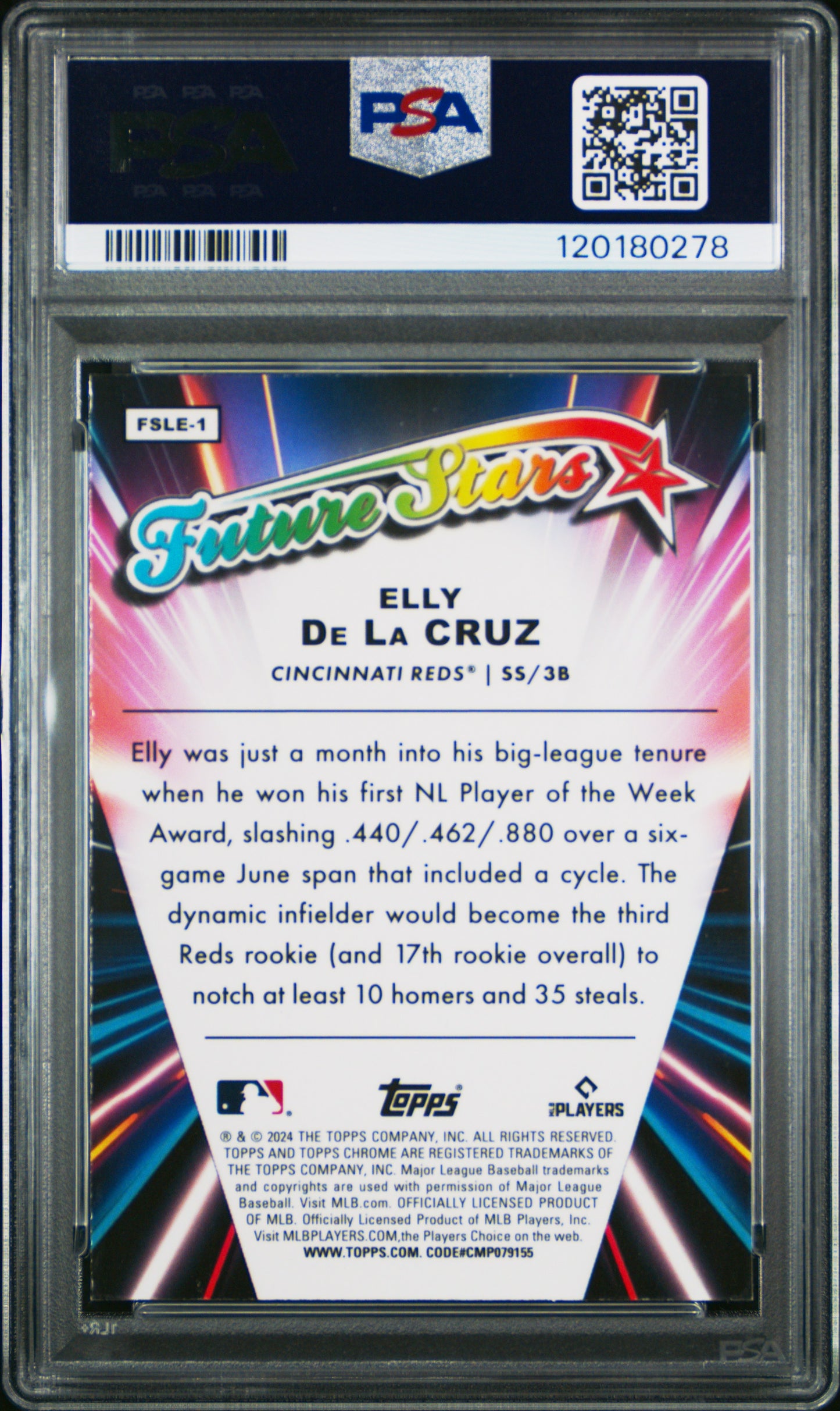 Elly De La Cruz 2024 Topps Chrome Logofractor Future Stars Rookie Card PSA 9