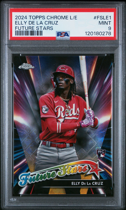 Elly De La Cruz 2024 Topps Chrome Logofractor Future Stars Rookie Card PSA 9