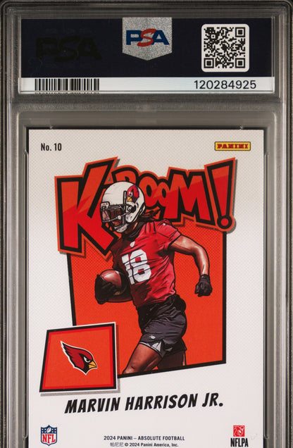 Marvin Harrison Jr. 2024 Absolute Kaboom! Horizontal Rookie Card #10 PSA 10