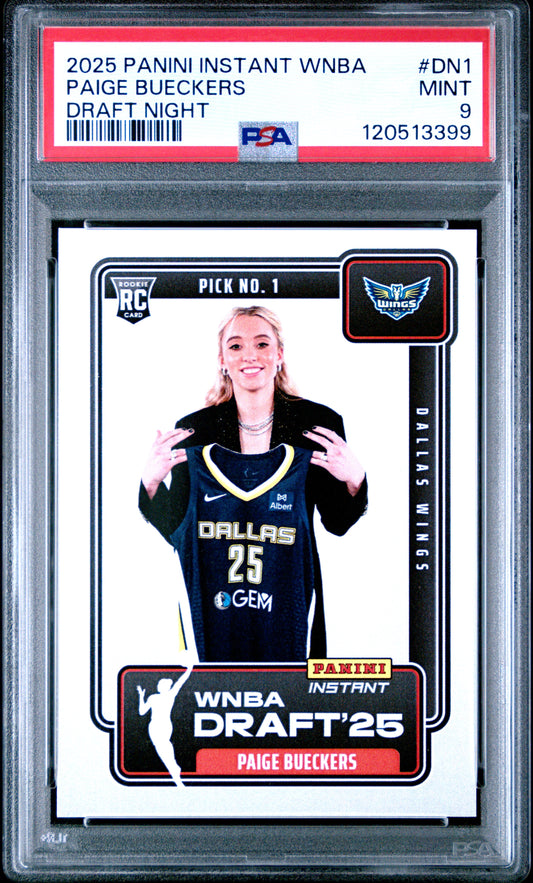 Paige Bueckers Wings 2025 Panini Instant Draft Night Rookie Card #DN-1 PSA 9
