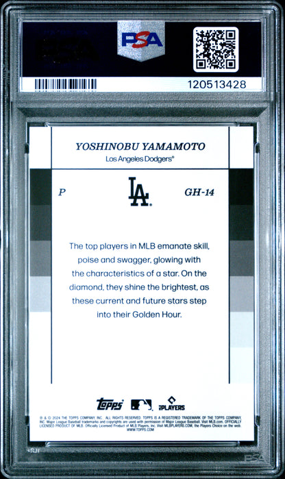 Yoshinobu Yamamoto 2024 Topps Black & White Golden Hour Rookie Card /50 PSA 10