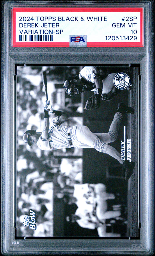 Derek Jeter Yankees 2024 Topps Black & White Variation SP Card #2-SP PSA 10