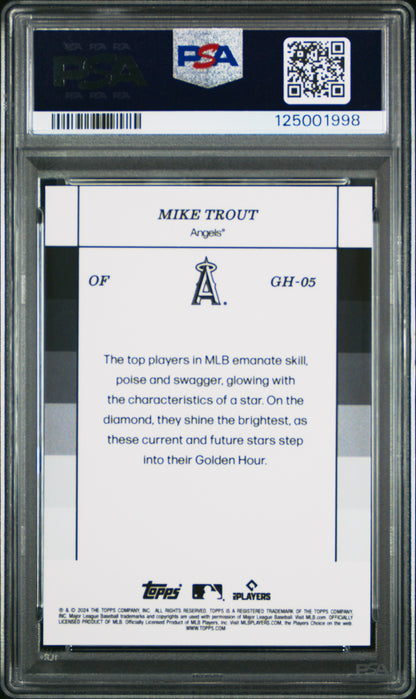 Mike Trout Angels 2024 Topps Black & White Golden Hour Card /50 PSA 10 Gem Mint