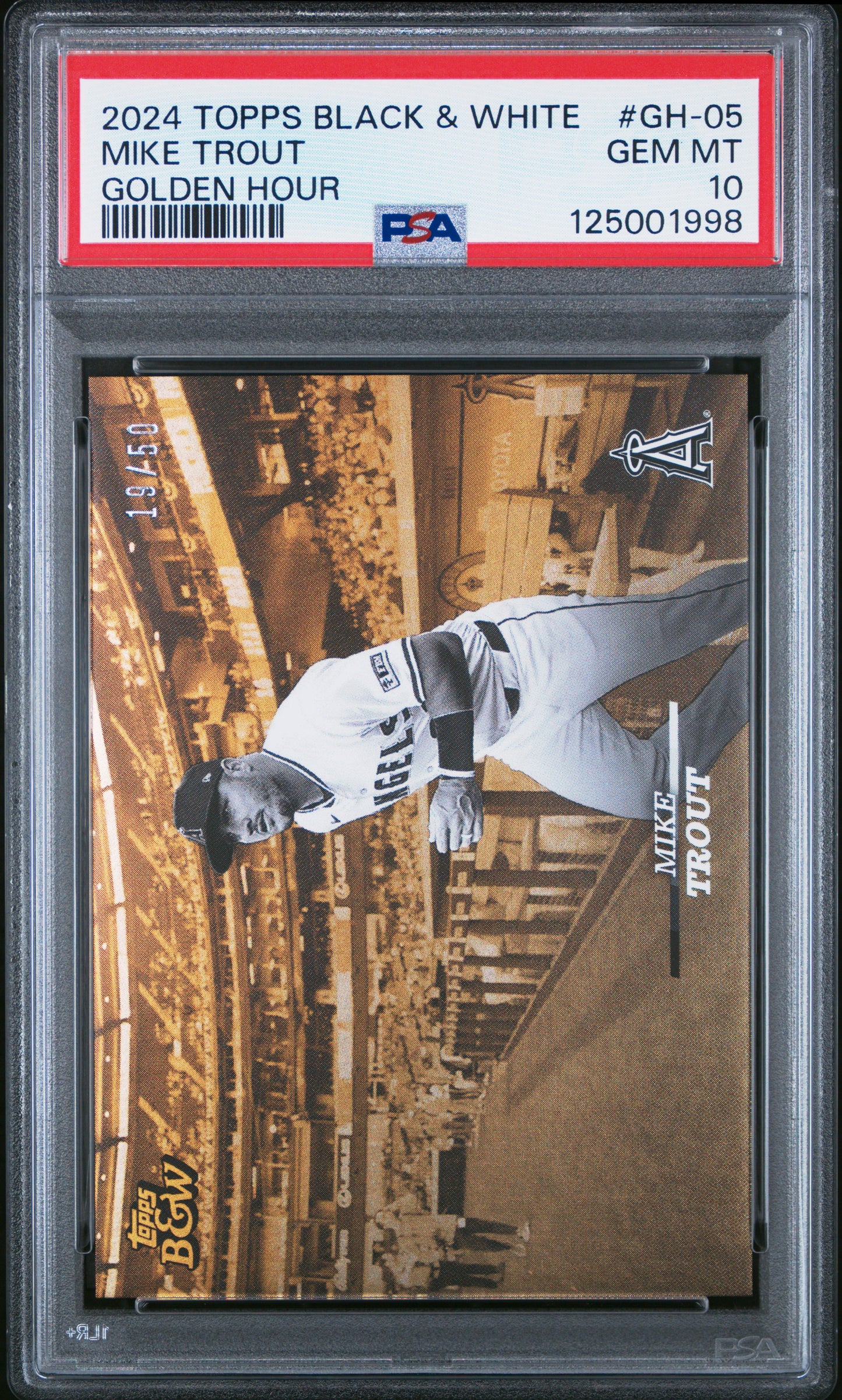 Mike Trout Angels 2024 Topps Black & White Golden Hour Card /50 PSA 10 Gem Mint