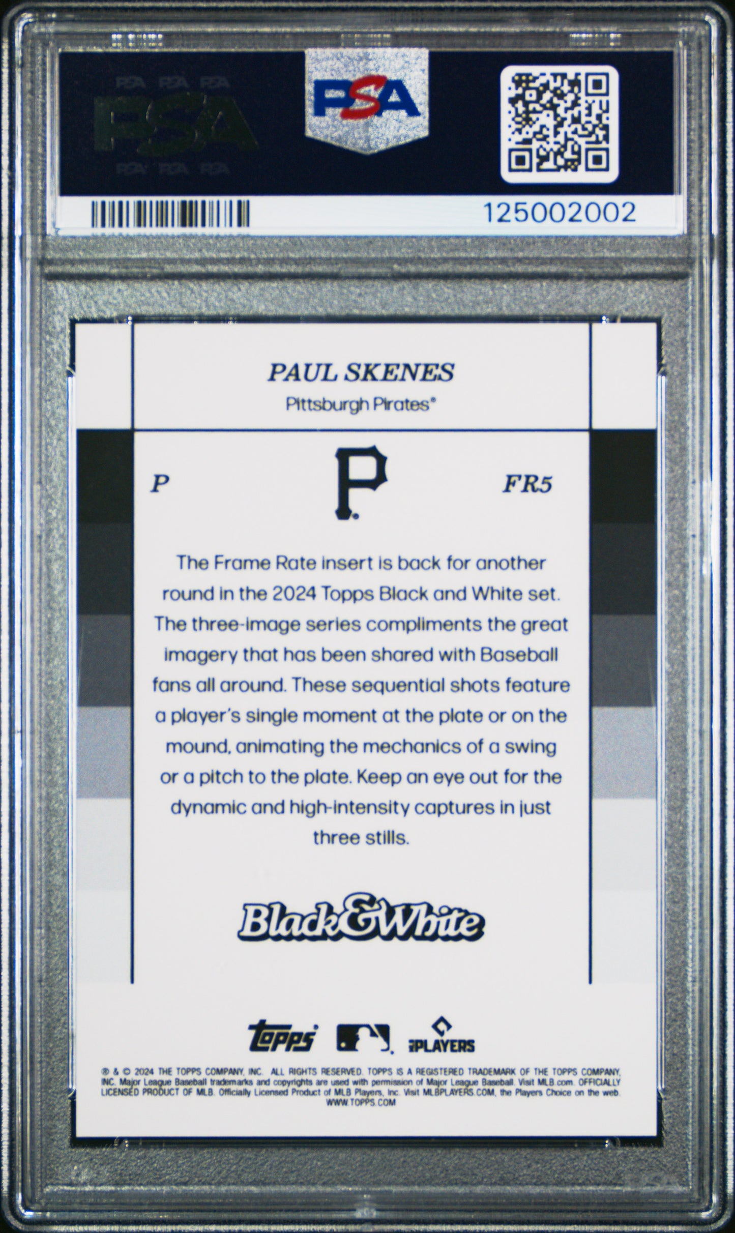 Paul Skenes Pirates 2024 Topps Black & White Frame Rate Rookie Card PSA 10