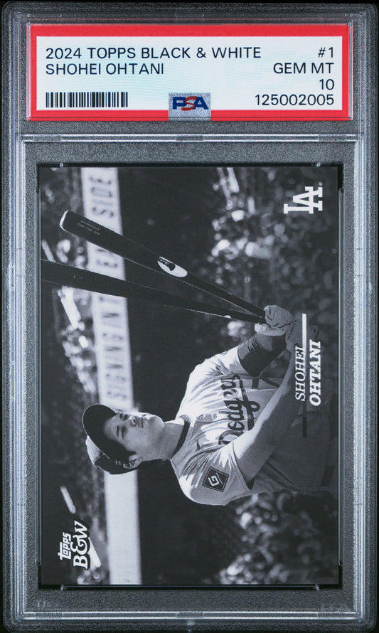 Shohei Ohtani Dodgers 2024 Topps Black & White Card #1 PSA 10 Gem Mint