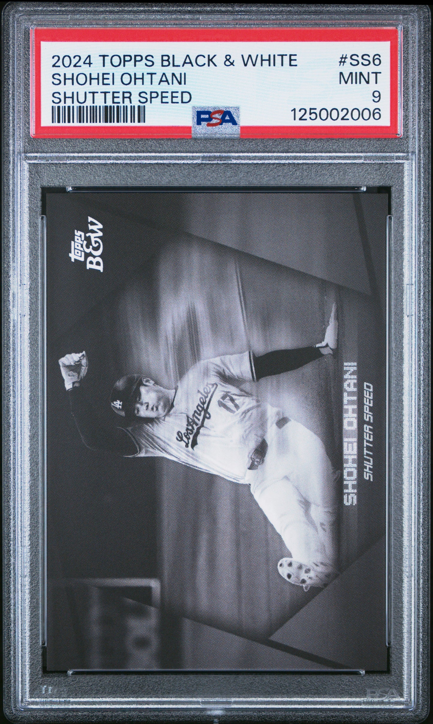 Shohei Ohtani Dodgers 2024 Topps Black & White Shutter Speed Insert Card PSA 9