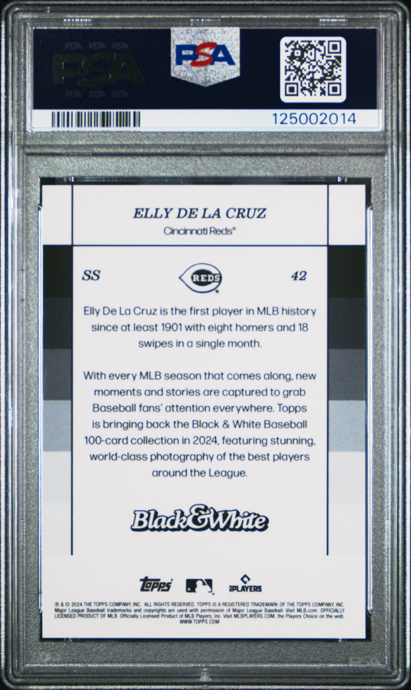 Elly De La Cruz Reds 2024 Topps Black & White Green Rookie #42 Card /99 PSA 10