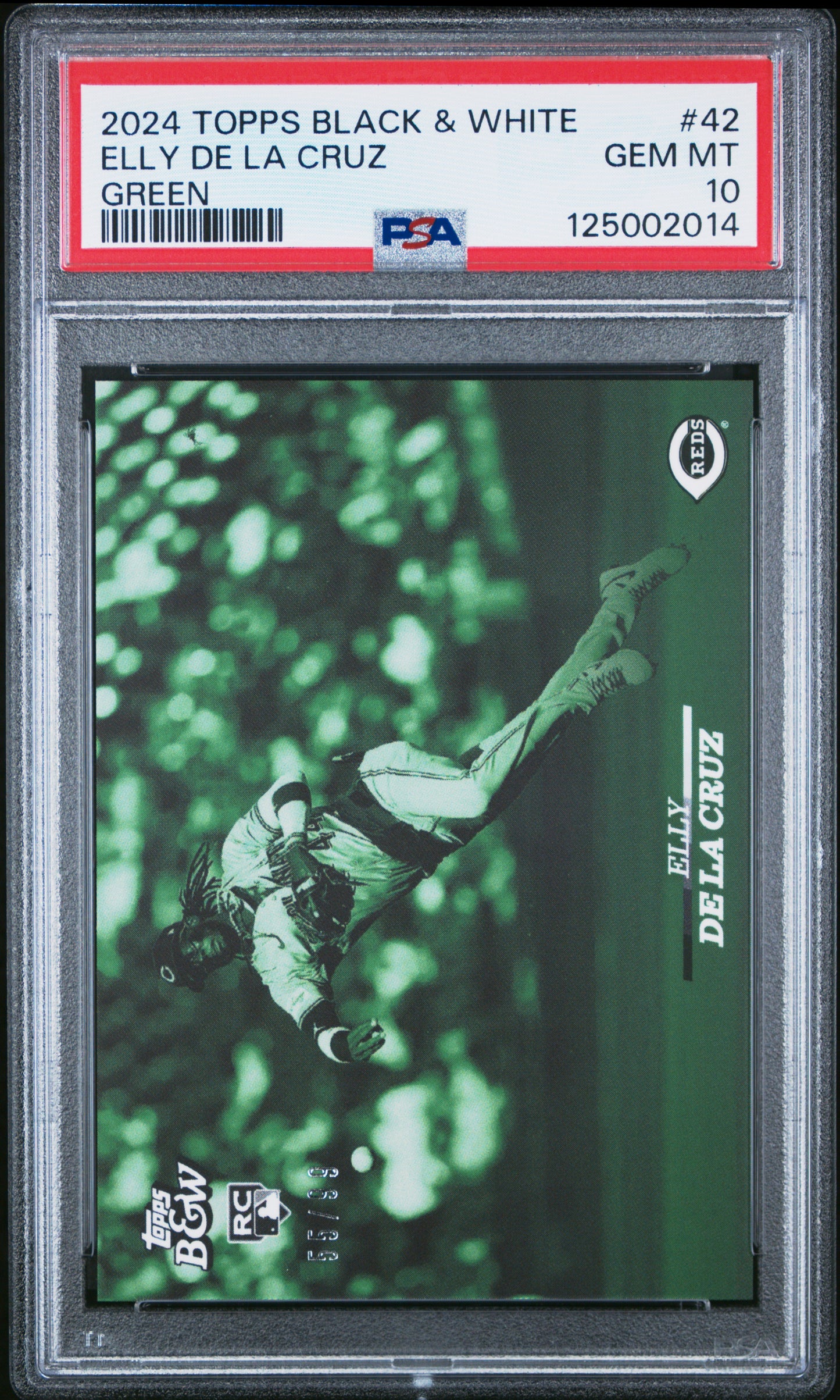 Elly De La Cruz Reds 2024 Topps Black & White Green Rookie #42 Card /99 PSA 10