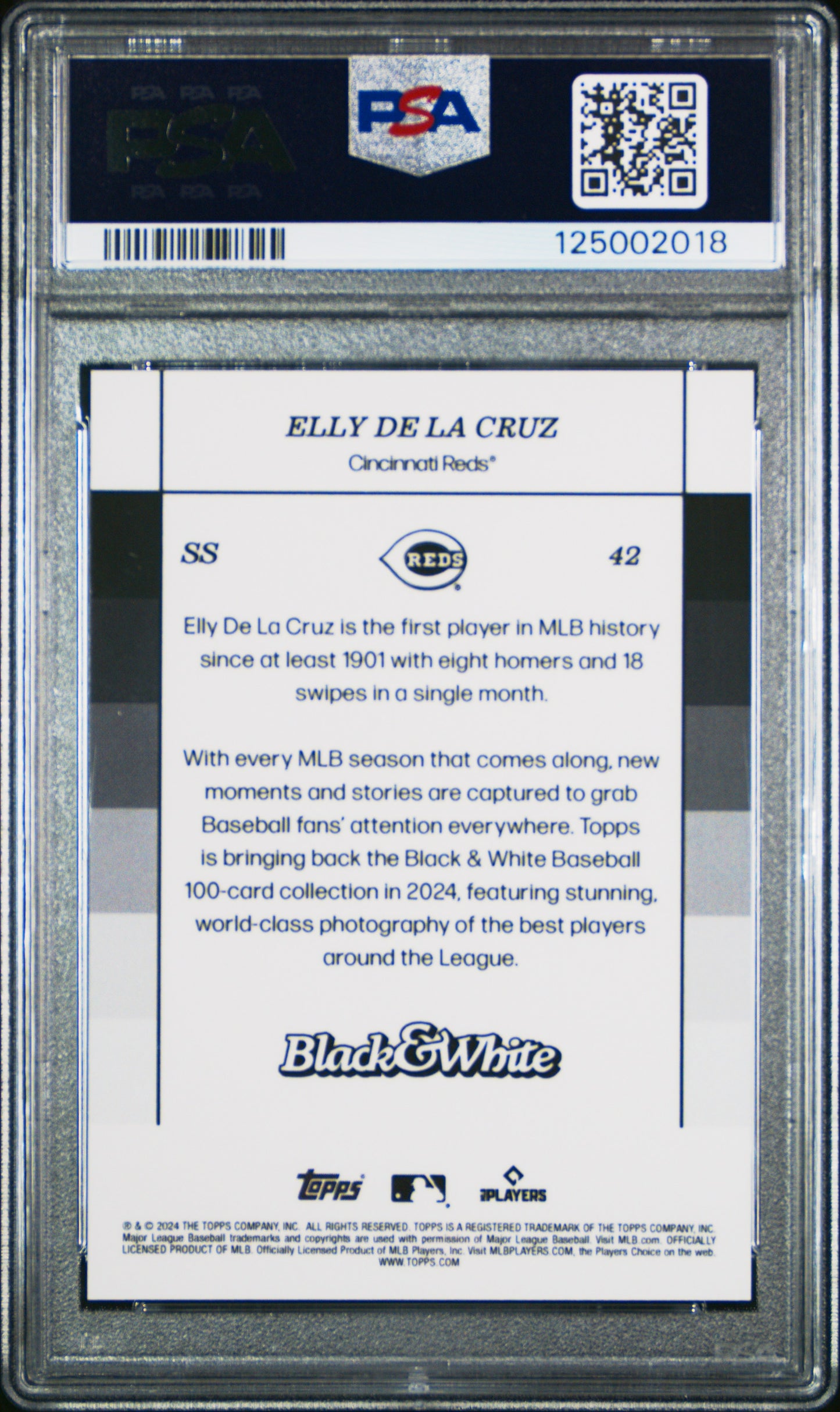 Elly De La Cruz Cincinnati Reds 2024 Topps Black & White Rookie Card #42 PSA 10