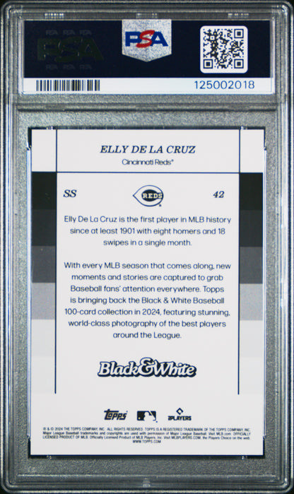 Elly De La Cruz Cincinnati Reds 2024 Topps Black & White Rookie Card #42 PSA 10